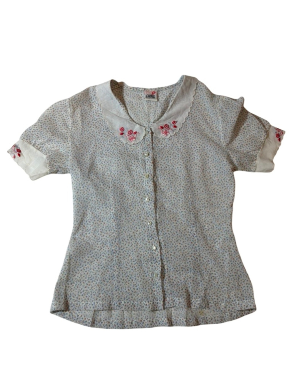 Vintage Pete Floral Peter Pan Collar Blouse Embroidered Cottagecore Kids 7